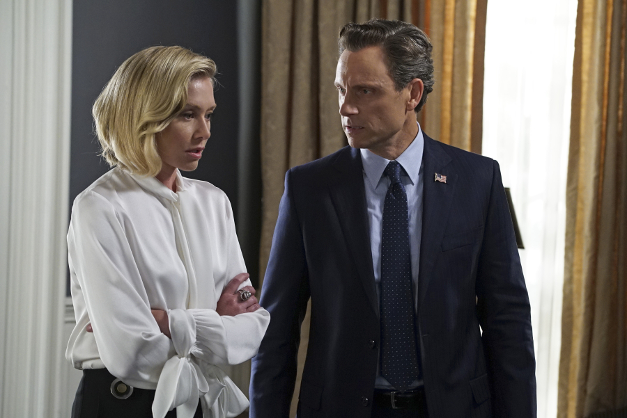 SCANDAL - "Yes" -- The Pope and Associates team dives into a new case that takes Olivia out of D.C. and away from the President. Meanwhile, back at the White House, Fitz is determined to find who's responsible for causing the latest turn of events, and Abby receives unexpected guidance from a master of damage control as she struggles to catch a break, on "Scandal," THURSDAY OCTOBER 1 (9:00--10:00 p.m., ET) on the ABC Television Network. (ABC/Eric McCandless) PORTIA DE ROSSI, TONY GOLDWYN