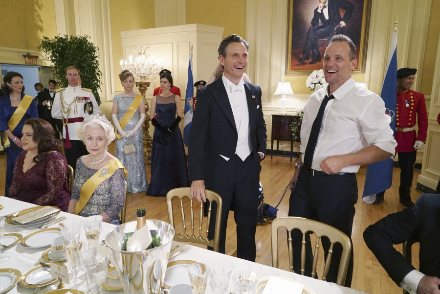 SCANDAL - "Heavy is the Head" - Olivia and Fitz are back together again and enjoying every scandalous moment together while Cyrus, Mellie and Huck are all still dealing with the aftermath of helping Command. Meanwhile, when a visit from the Queen of Caldonia and her family turns into a tragedy, Olivia is hired to make sure the Royal family's private life stays private, on the Season 5 premiere of "Scandal," THURSDAY SEPTEMBER 24 (9:00-10:00 p.m., ET) on the ABC Television Network. (ABC/Eric McCandless) ARTEMIS PEBDANI, DEARBHLA MOLLOY, TONY GOLDWYN, TOM VERICA (DIRECTOR)